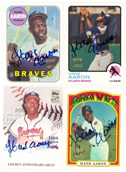 1999 Topps  Hank Aaron Signed Card Collection (4)